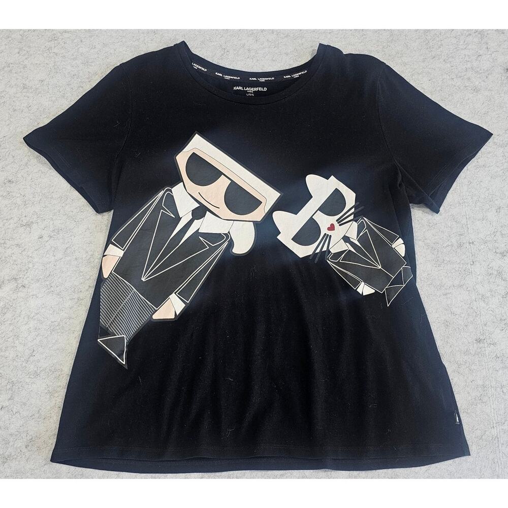 Karl Lagerfeld Paris T Shirt Ikon, Black White, Mens Sz L, New